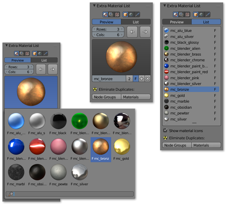 Extra Material List Blender Addon MeshLogic